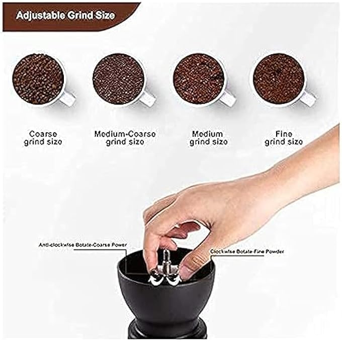 Azonee Manual Coffee Bean Grinder Portable Hand Coffee Mill 2 Glass Jars 11Oz Each Adjustable Ceramic Burr Mill Hand Crank Household Crusher Coffee Bean Tools For Espresso And Spices - Image 5