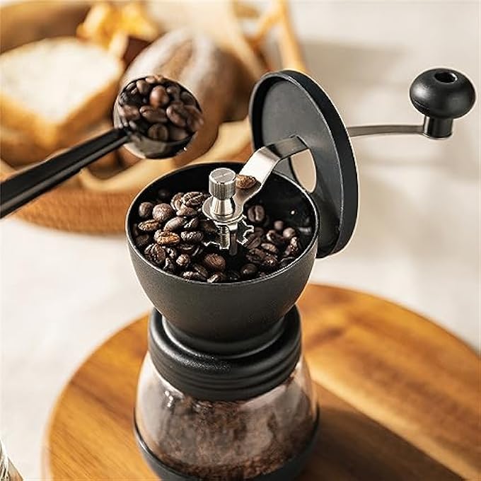 Azonee Manual Coffee Bean Grinder Portable Hand Coffee Mill 2 Glass Jars 11Oz Each Adjustable Ceramic Burr Mill Hand Crank Household Crusher Coffee Bean Tools For Espresso And Spices - Image 3