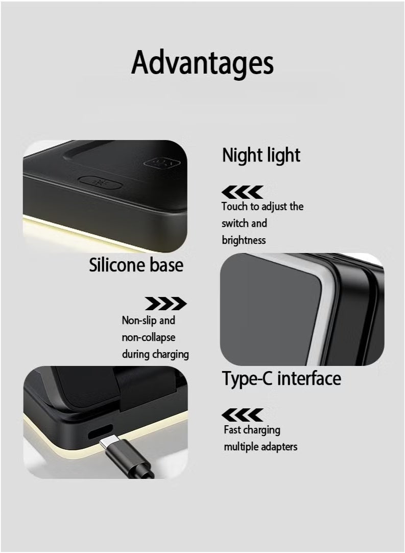 15W Magnetic 3-in-1 Wireless Charging Station – A Sleek, Foldable Charging Base With An Illuminated Stand, Designed For MagSafe-Compatible Devices  - Image 3