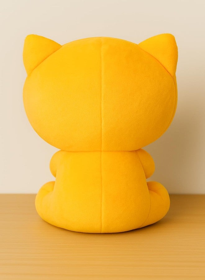 Saro Cute Plush Cat Stuffed Animal Toy, Yellow Large Eyes DesignKawaii Anime Style | Plush Cat Doll, Grey with Pink Ears, Soft Stuffed Animal Toy (SAROKITTY_Doll_Yell) - Image 3