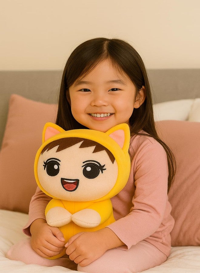 Saro Cute Plush Cat Stuffed Animal Toy, Yellow Large Eyes DesignKawaii Anime Style | Plush Cat Doll, Grey with Pink Ears, Soft Stuffed Animal Toy (SAROKITTY_Doll_Yell) - Image 4
