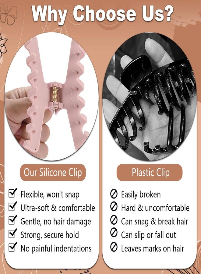 Kunal 6 PCS Silicone Claw Clip, Flexible Claw Clip for Thin, Thick and Curly Hairs, Squishy Cozy Silicone Hair Clips for Women & Girls, Soft Hair Clips as Beauty Accessory (2 Styles) - Image 5