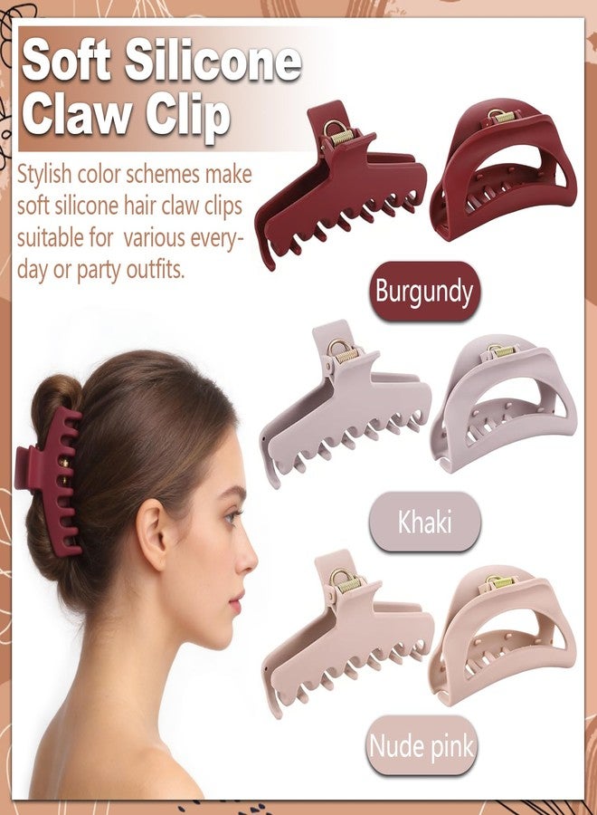 Kunal 6 PCS Silicone Claw Clip, Flexible Claw Clip for Thin, Thick and Curly Hairs, Squishy Cozy Silicone Hair Clips for Women & Girls, Soft Hair Clips as Beauty Accessory (2 Styles) - Image 2