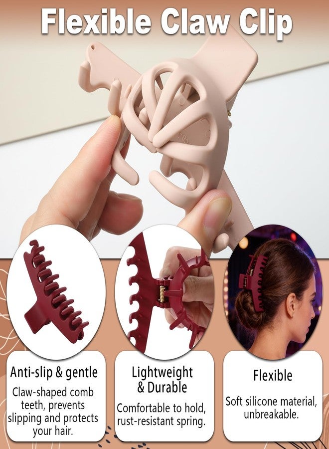 Kunal 6 PCS Silicone Claw Clip, Flexible Claw Clip for Thin, Thick and Curly Hairs, Squishy Cozy Silicone Hair Clips for Women & Girls, Soft Hair Clips as Beauty Accessory (2 Styles) - Image 4