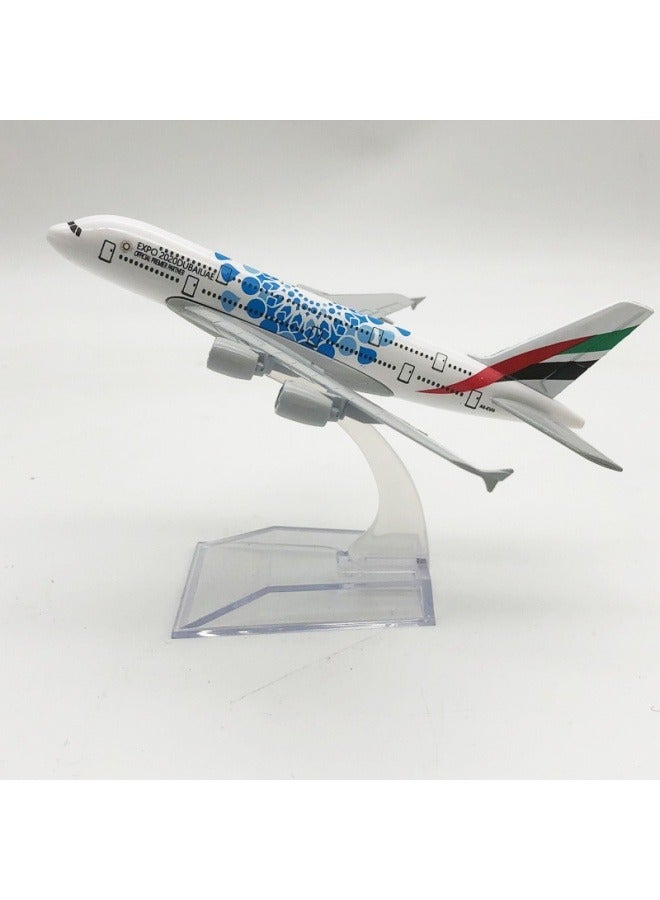 16cm Alloy Aircraft Tabletop Display Model 1:400 Scale UAE Expo No. A380 Aircraft Model Decorations Toys Furniture Decorations Collection Gifts  - Image 3