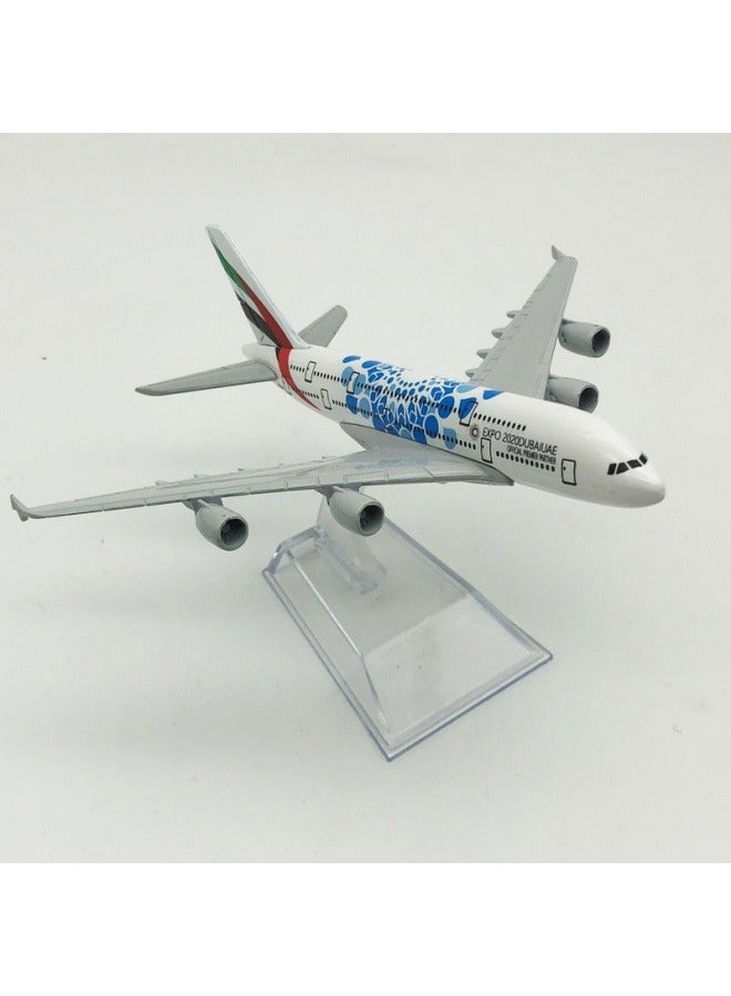 16cm Alloy Aircraft Tabletop Display Model 1:400 Scale UAE Expo No. A380 Aircraft Model Decorations Toys Furniture Decorations Collection Gifts  - Image 4