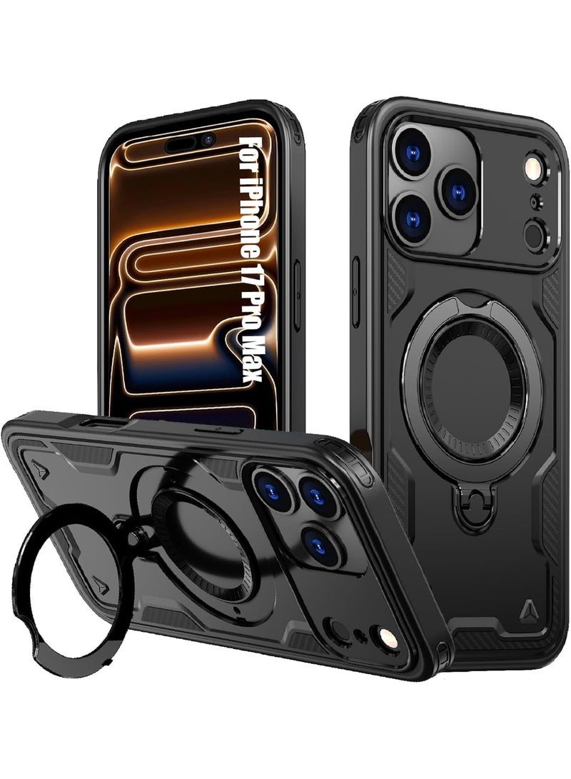 Magnetic Case for iPhone 17 Pro Max with 360° Ring Holder Stand, Military Grade Drop Protection - Image 1