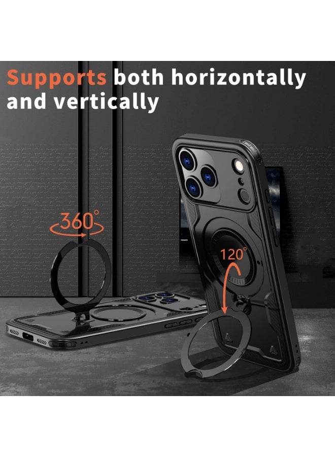 Magnetic Case for iPhone 17 Pro Max with 360° Ring Holder Stand, Military Grade Drop Protection - Image 3