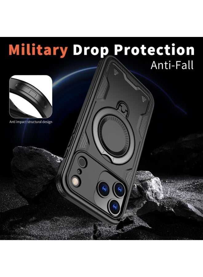 Magnetic Case for iPhone 17 Pro Max with 360° Ring Holder Stand, Military Grade Drop Protection - Image 4
