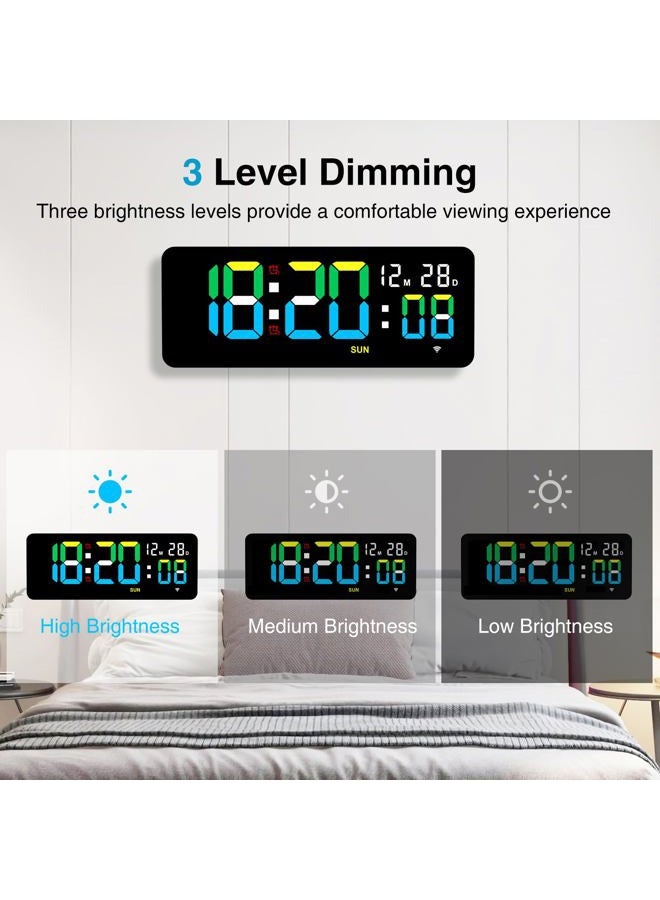 XREXS 12.2 Inch Digital Wall Clock WiFi Sync with Remote Control, Large LED Screen with Time/Calendar/Seconds Display, Count Up & Down Timer, 2 Alarm Clock for Home, Office and Classroom - Image 5