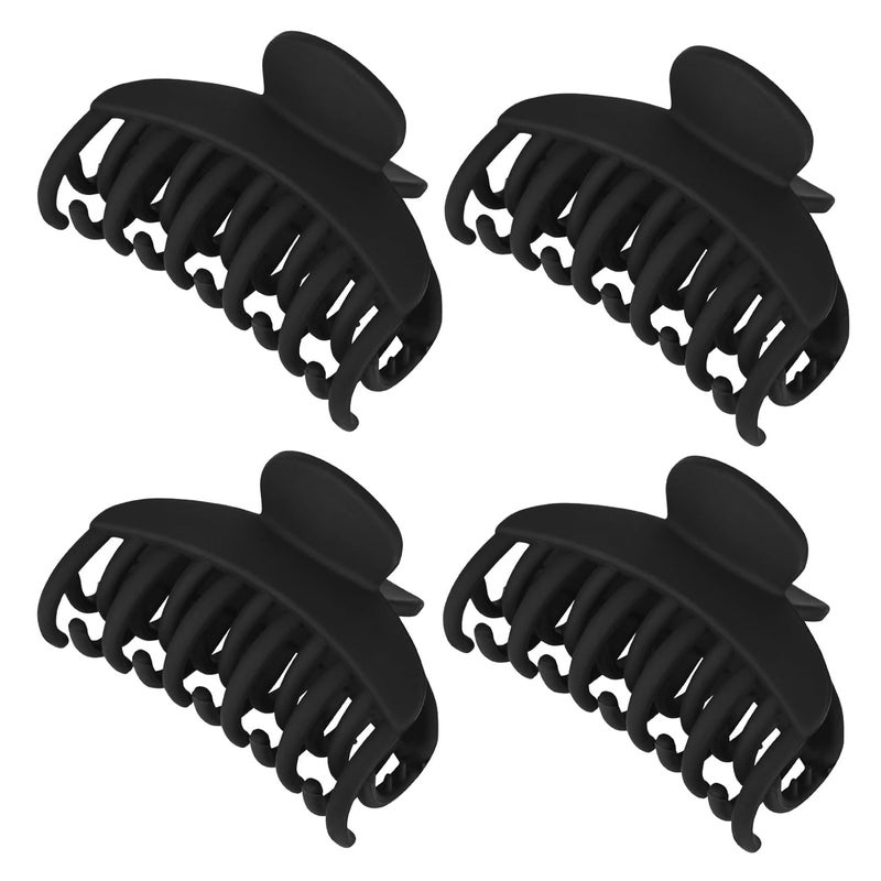 DEEKA 4 PCS 25 Inch Hair Claw Clips Double Row Teeth Matte Hair Jaw Clips Hair Barrettes Thick Medium Thin Hair Clips for Women Black