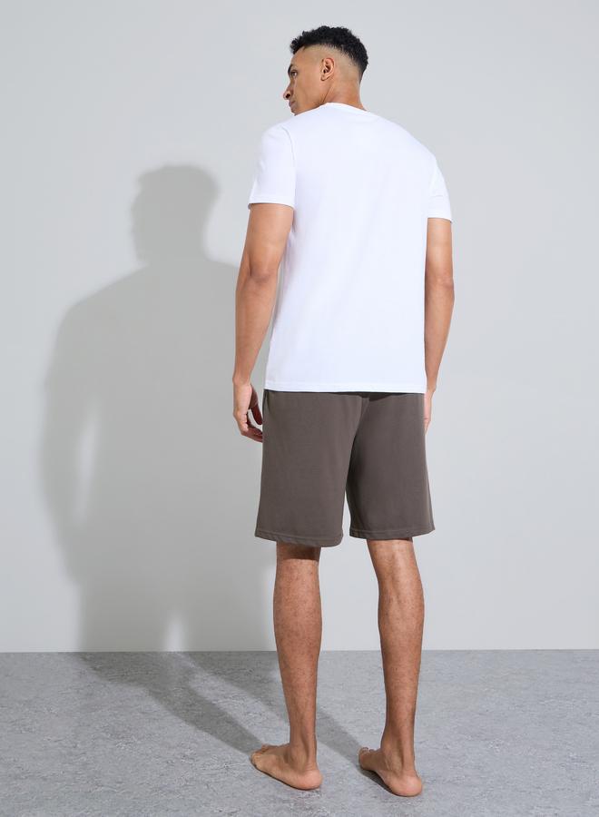 Styli Multi-Color Slogan Print T-Shirt and Shorts Relaxed Fit Pyjama Set - Image 3