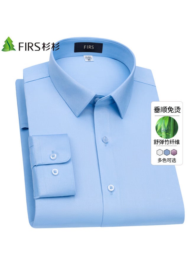 Firs Men's Shirt, Long Sleeve, New Casual Business Formal Wear, Wrinkle-free Dress Shirt, Light Blue, Size 39