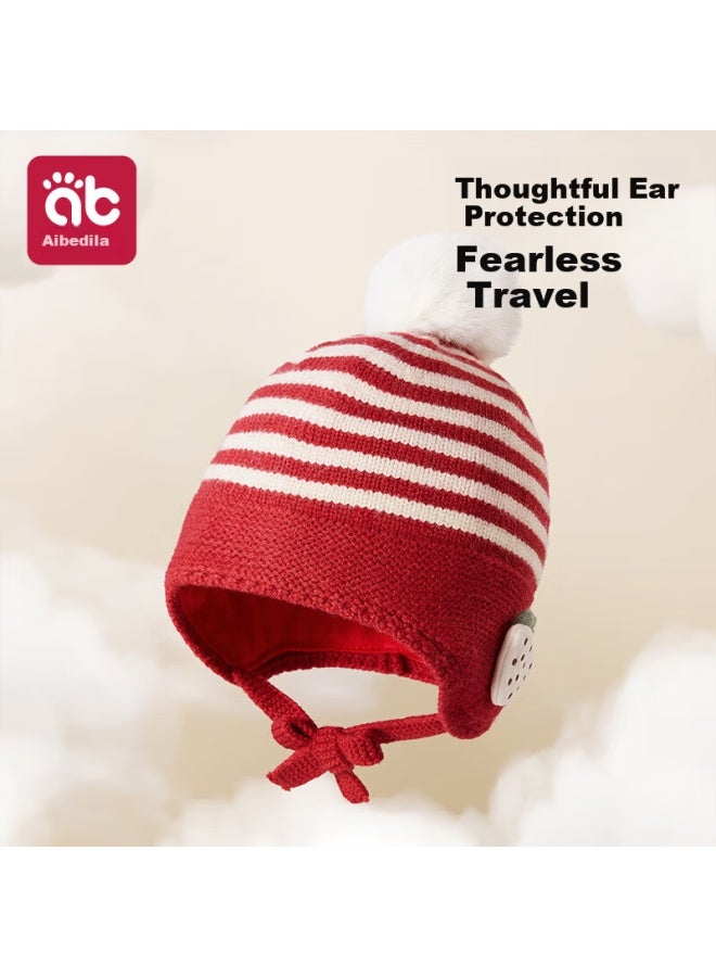 Aibedila Baby Hat Autumn Winter Ear Protection Knitted Cap For Newborn Boys Warm Windproof Wool Hat - Image 1