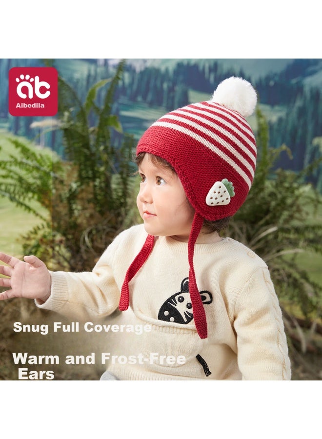 Aibedila Baby Hat Autumn Winter Ear Protection Knitted Cap For Newborn Boys Warm Windproof Wool Hat - Image 3