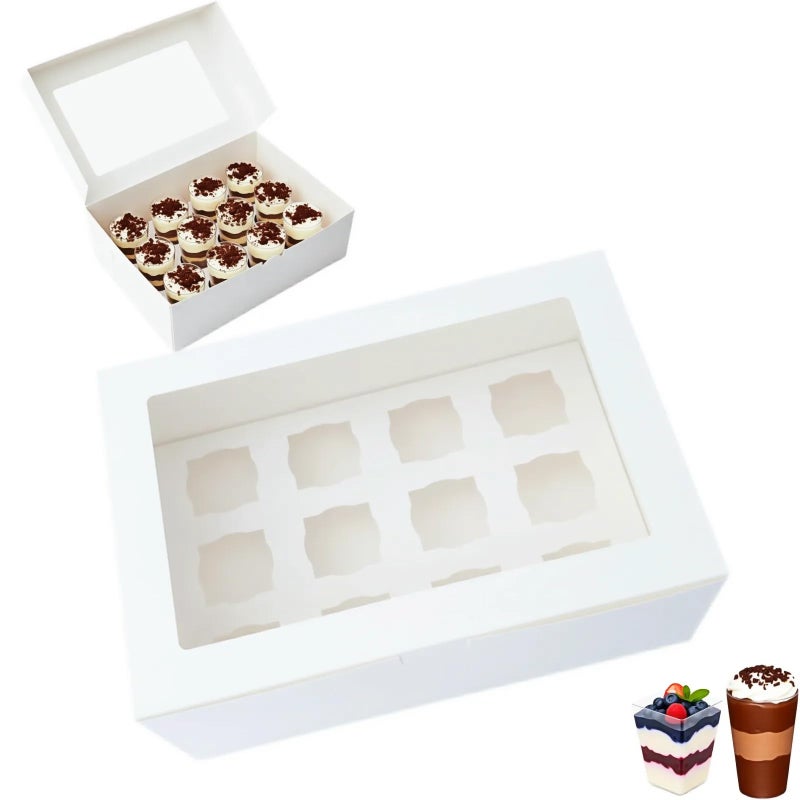 JRWTY Dessert Shooter Boxes, 6-Pack, Holds 12 Count 5 oz Dessert Shooters, Food-Grade Carrier Containers - Image 1