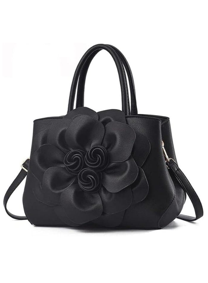 Women's Handbags Top Handle Tote Bags 3D Floral Wallet PU Leather Hobo Bags Crossbody Bags Shoulder Bags Shoulder Bags Black  - Image 1