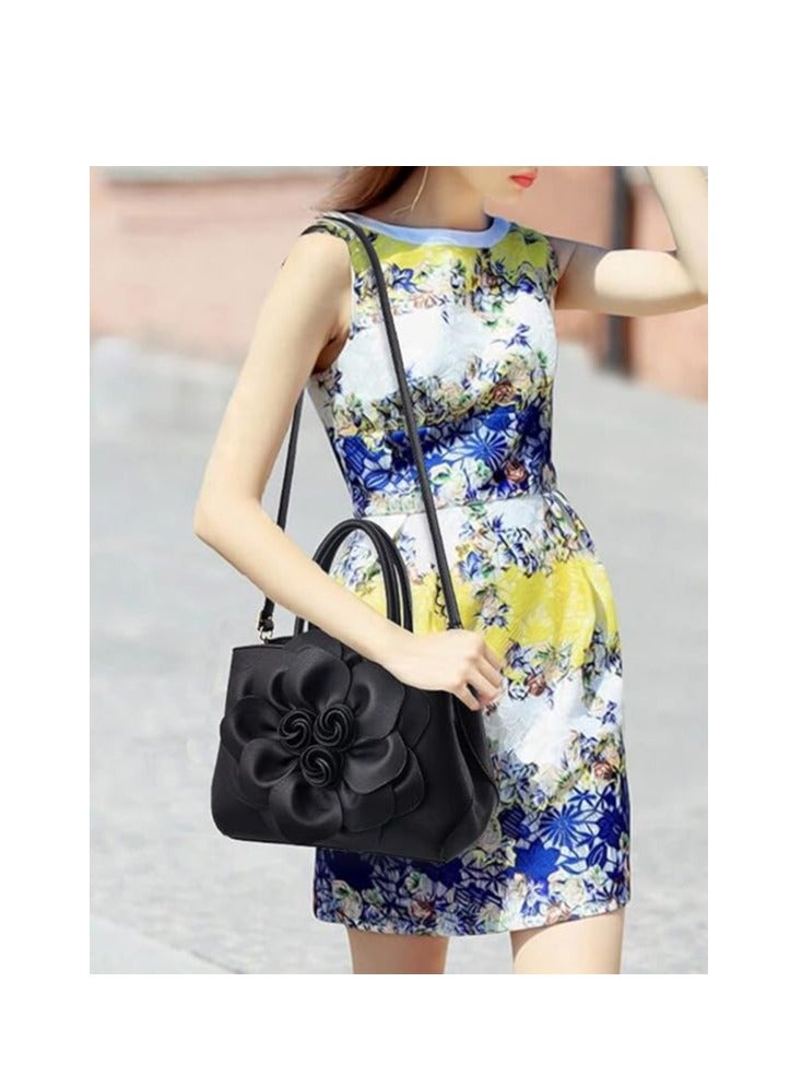 Women's Handbags Top Handle Tote Bags 3D Floral Wallet PU Leather Hobo Bags Crossbody Bags Shoulder Bags Shoulder Bags Black  - Image 3