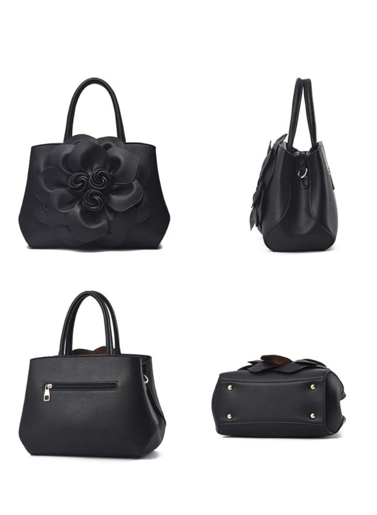 Women's Handbags Top Handle Tote Bags 3D Floral Wallet PU Leather Hobo Bags Crossbody Bags Shoulder Bags Shoulder Bags Black  - Image 4