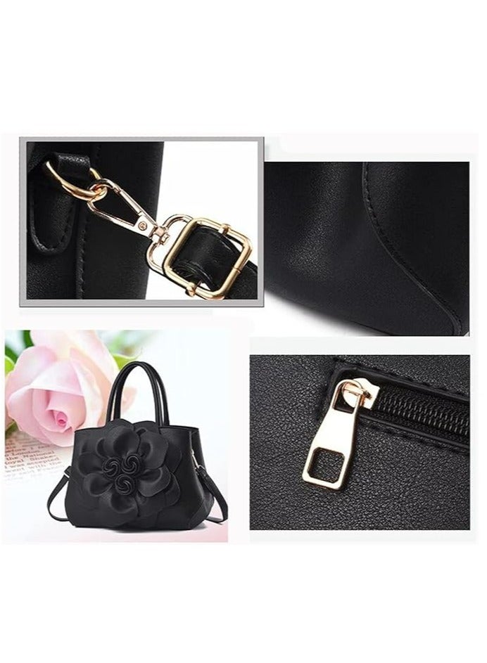 Women's Handbags Top Handle Tote Bags 3D Floral Wallet PU Leather Hobo Bags Crossbody Bags Shoulder Bags Shoulder Bags Black  - Image 5