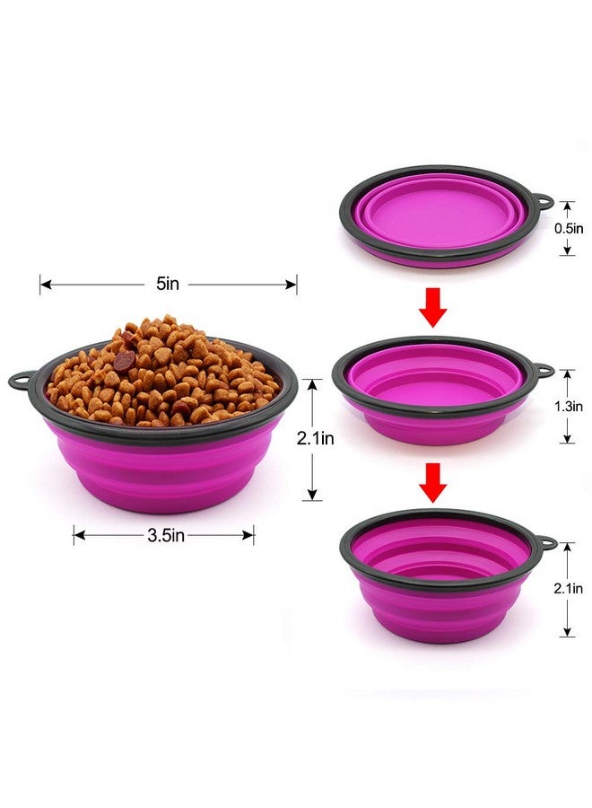 Collapsible Dog Bowl, 2 Pack Collapsible Dog Water Bowls for Cats Dogs, Portable Pet Feeding Watering Dish for Walking Parking Traveling with 2 Carabiners (Small, Green+Purple) - Image 3