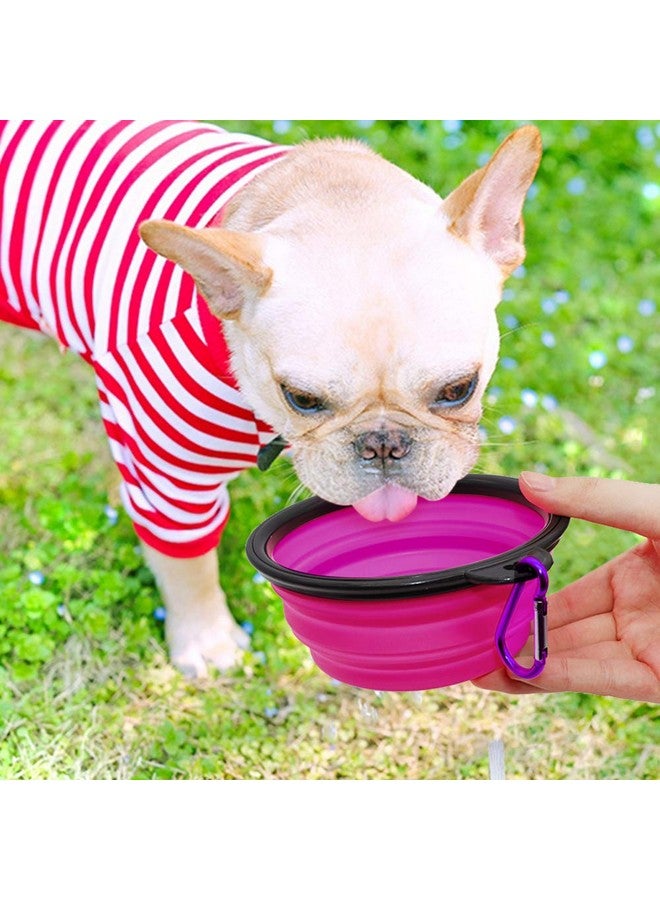 Collapsible Dog Bowl, 2 Pack Collapsible Dog Water Bowls for Cats Dogs, Portable Pet Feeding Watering Dish for Walking Parking Traveling with 2 Carabiners (Small, Green+Purple) - Image 5