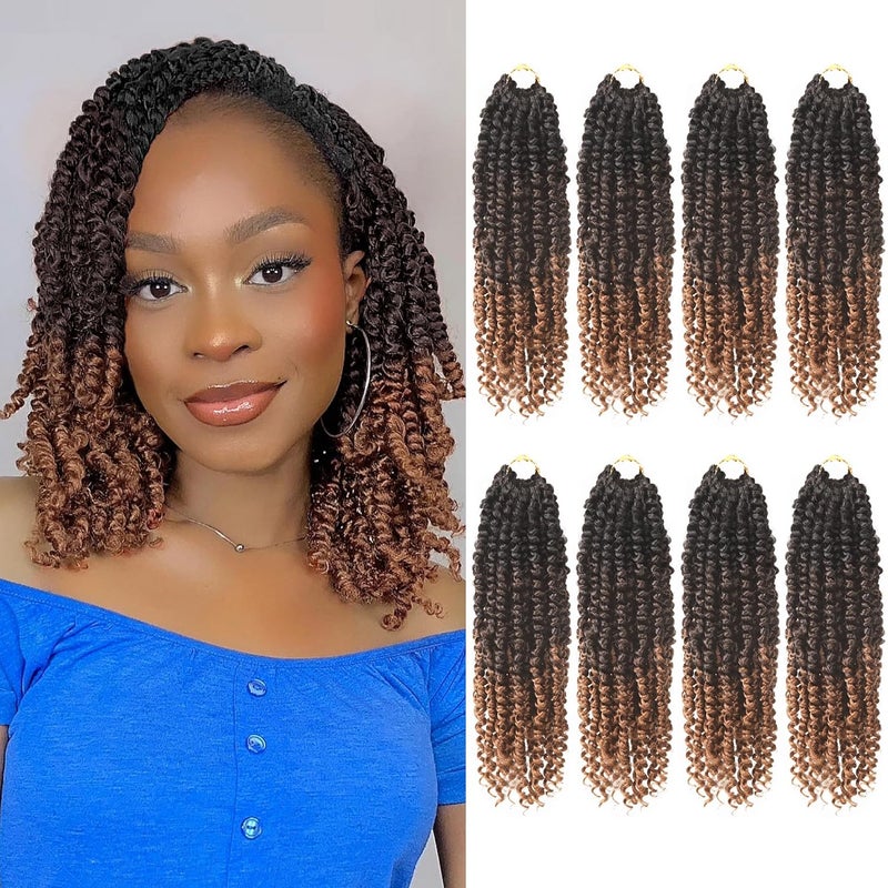 Bileaf Passion Twist Hair 10 Inch Crochet Hair Pre Lopped Crochet Boho Passion Twist Crochet Hair 8 Packs Bohemian Short Crochet Twist Braiding Hair Passion Twists Ombre Color 1B430