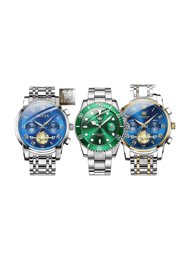 OLEVS ساعات مقاومة للماء خضراء للرجال وساعة ميكانيكية مقاومة للماء للأعمال وساعات مقاومة للماء للرجال - Image 1
