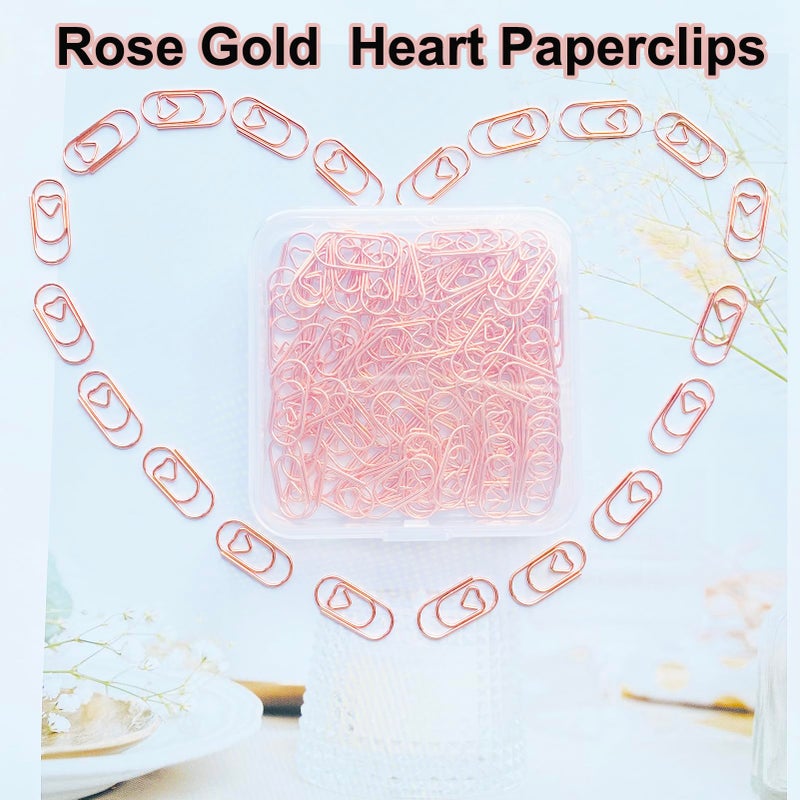 HCwelli 120 PCS Gold Heart Shaped Paper Clips 0.78inch Small Paper Clips Cute Mini Paperclips Invitations Paperclips Decorative Paper Clips for Office School Home Desk Organizers (Rose Gold) - Image 4