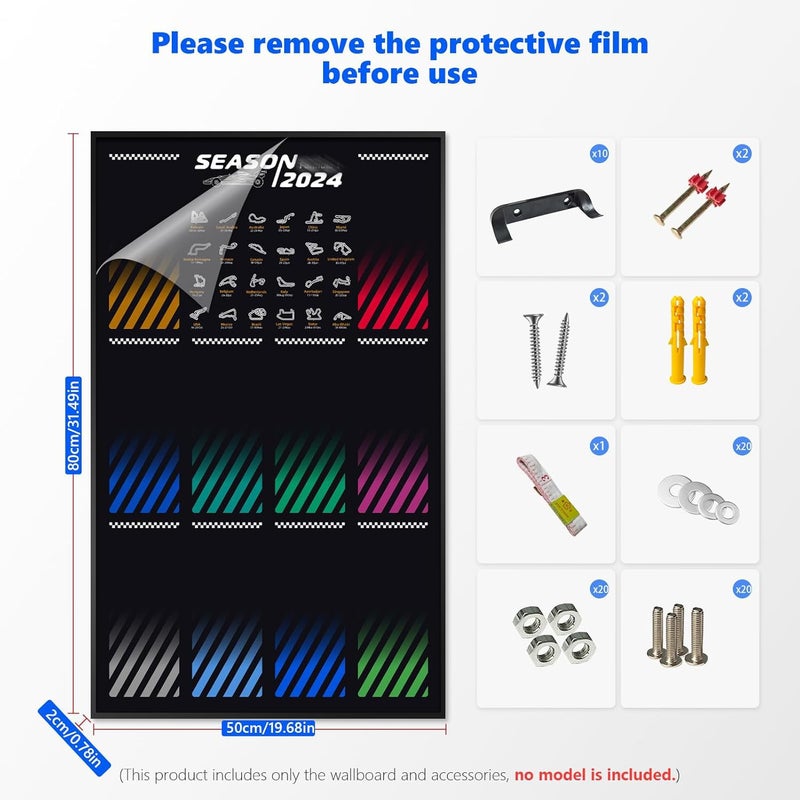 WETCEAOM Display Wallboard Compatible with Lego F1 Speed Champions 10-in-1 Car 77242,77243,77244,77245,77246,77247,77248,77249,77250,77251, Ideas for Car Wall Mount Frame Lover, No Model (with Hook) - Image 4