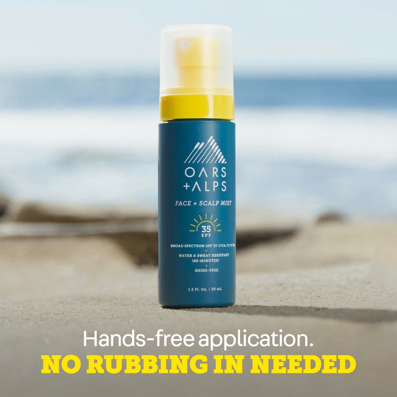 Oars + Alps Face & Scalp Sunscreen Spray Mist, SPF 35 Facial & Hair Sunscreen, Protects from Blue Light, Infused with Aloe Vera + Cucumber, Water & Sweat Resistant, Summer Splash Scent, 2pk - Image 4