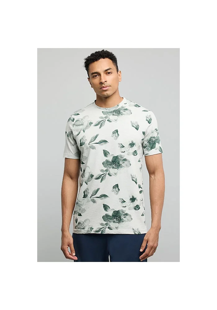 أر أند بي Printed T-Shirt with Crew Neck and Short Sleeves