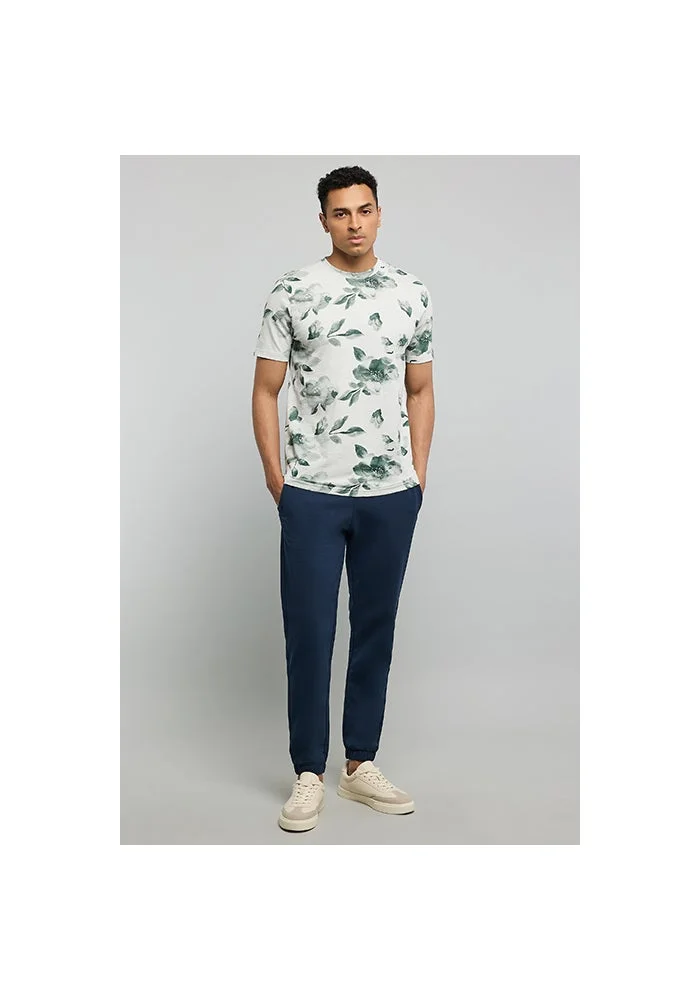 أر أند بي Printed T-Shirt with Crew Neck and Short Sleeves