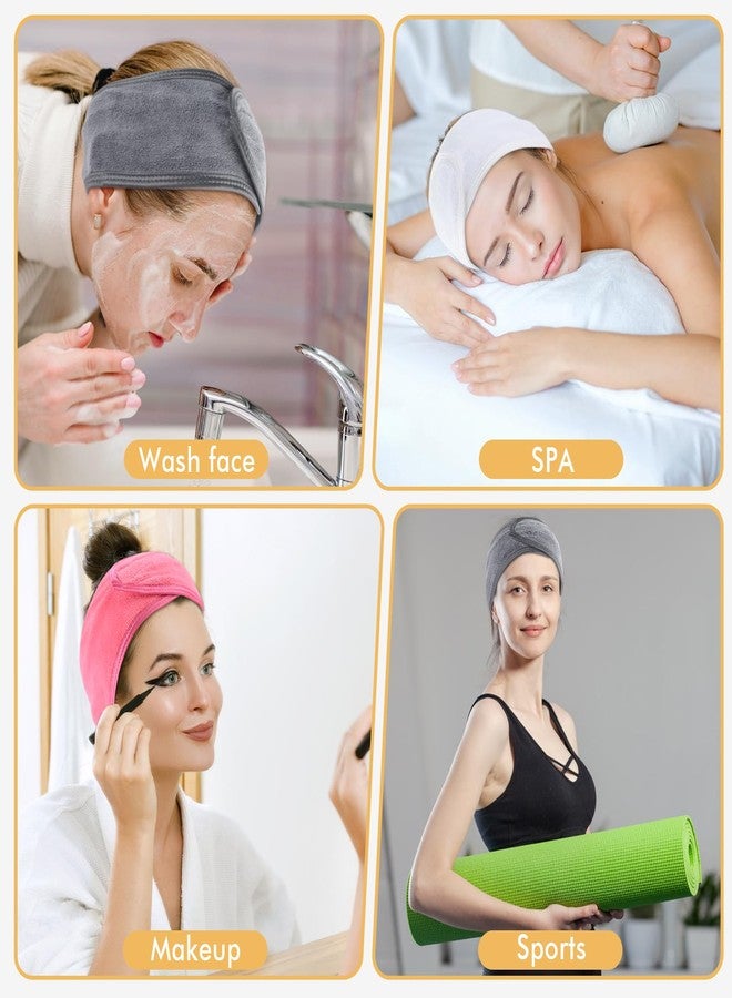 SINLAND Spa Headband for Women 3 Counts Adjustable Makeup Hair Band with Magic Tape,Head Wrap for Face Care, Makeup and Sports - Image 4