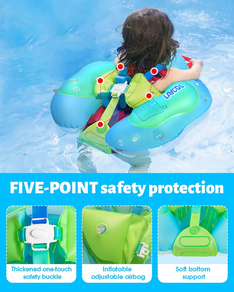 LAYCOL Baby Swimming Float Inflatable Baby Pool Float Ring with Sun Protection Canopy,add Tail no flip Over for Age of 3-36 Months - Image 4