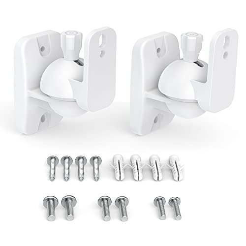 HomeMount Speaker Wall Mount Brackets - Surround & Bookshelf Speaker Wall Mounts Kit, Holds up to 8 lbs, 2 Pack, White - Image 1