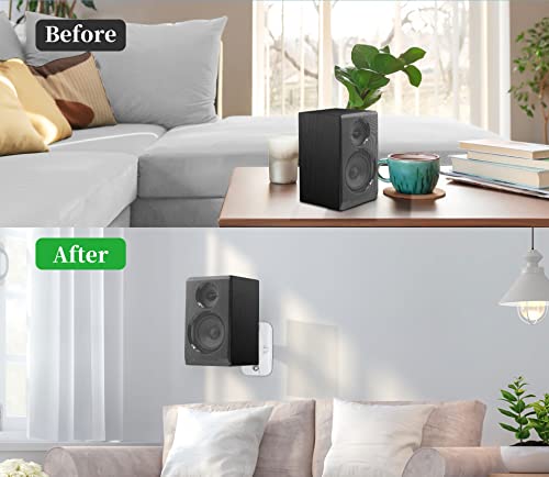 HomeMount Speaker Wall Mount Brackets - Surround & Bookshelf Speaker Wall Mounts Kit, Holds up to 8 lbs, 2 Pack, White - Image 2