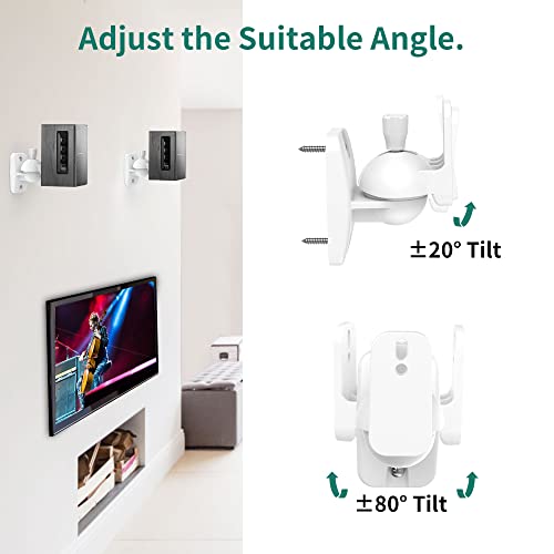 HomeMount Speaker Wall Mount Brackets - Surround & Bookshelf Speaker Wall Mounts Kit, Holds up to 8 lbs, 2 Pack, White - Image 3