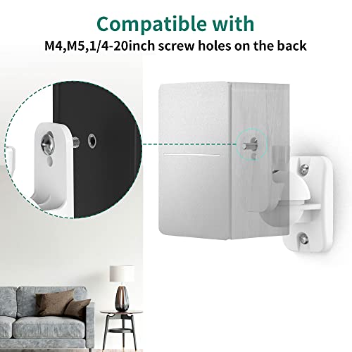 HomeMount Speaker Wall Mount Brackets - Surround & Bookshelf Speaker Wall Mounts Kit, Holds up to 8 lbs, 2 Pack, White - Image 4