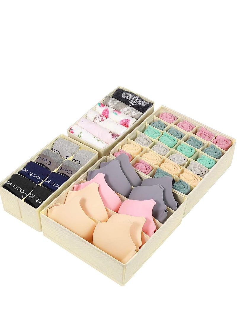4 Pcs Underwear Drawer Organizers Divider, Closet Socks Organizer and Storage Boxes for Lingerie, Bra, Undies - Image 1