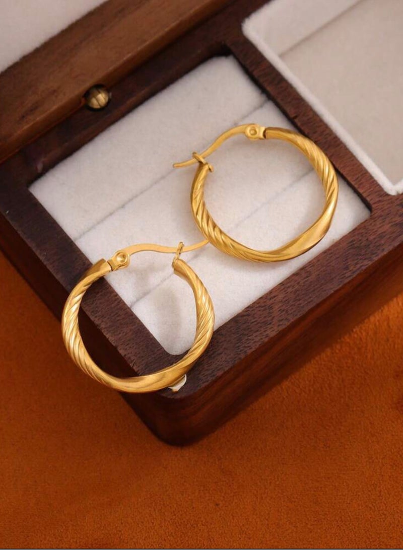 Equal Elegant Stainless Steel Gold Plated Earrings For Women - Image 4