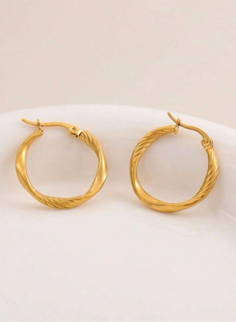 Equal Elegant Stainless Steel Gold Plated Earrings For Women - Image 1