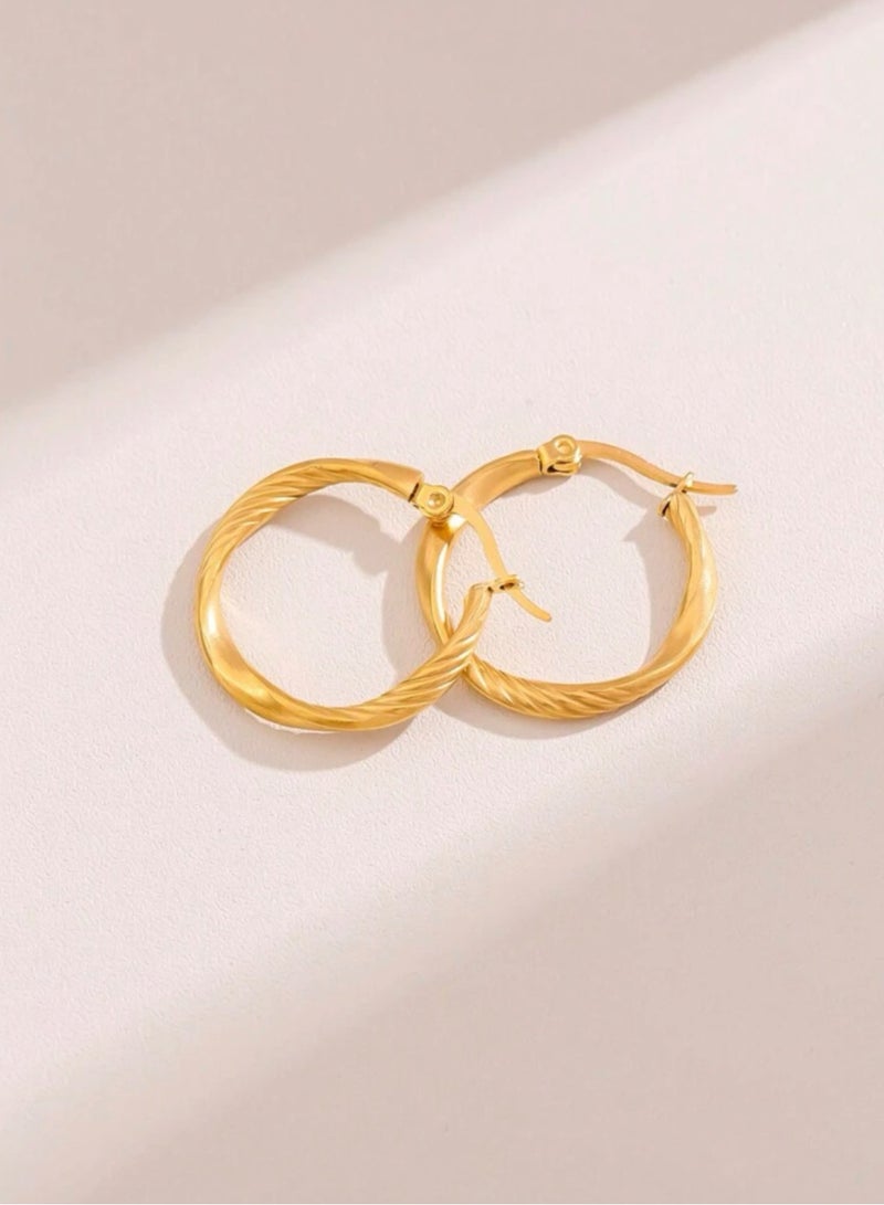 Equal Elegant Stainless Steel Gold Plated Earrings For Women - Image 3