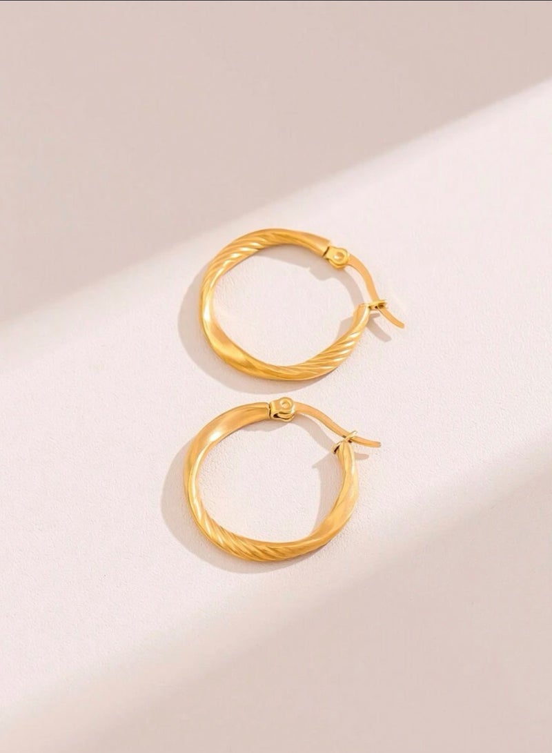 Equal Elegant Stainless Steel Gold Plated Earrings For Women - Image 2