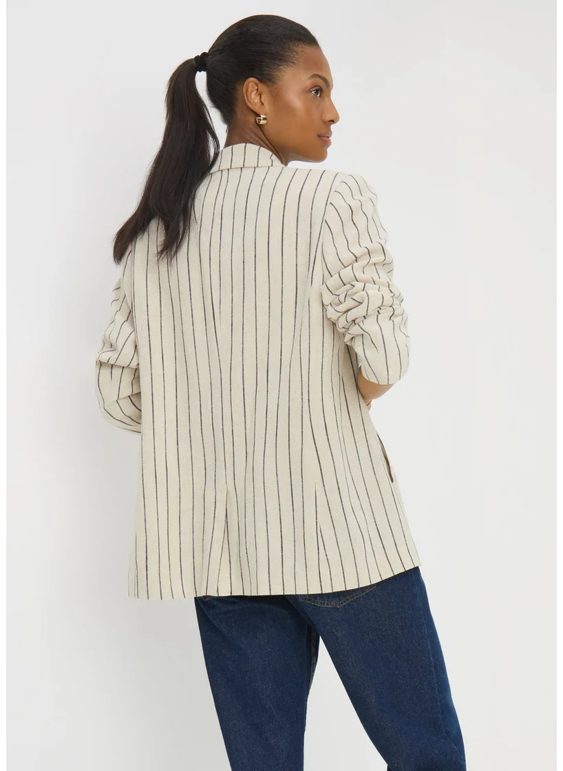 Matalan Cream Stripe Linen Blend Blazer