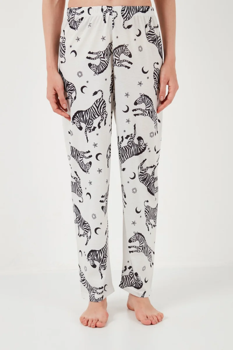 Lela Patterned Short Sleeve Elastic Waist Shirt Collar Woven Regular Fit Pajama Set Women's Pajama Set 6571010
