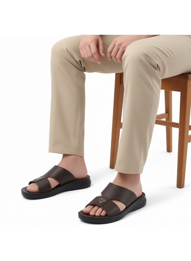 Men's Gulf-style slippers made of genuine leather – modern design with a comfortable, non-slip sole – ideal for everyday wear and summer - Image 1