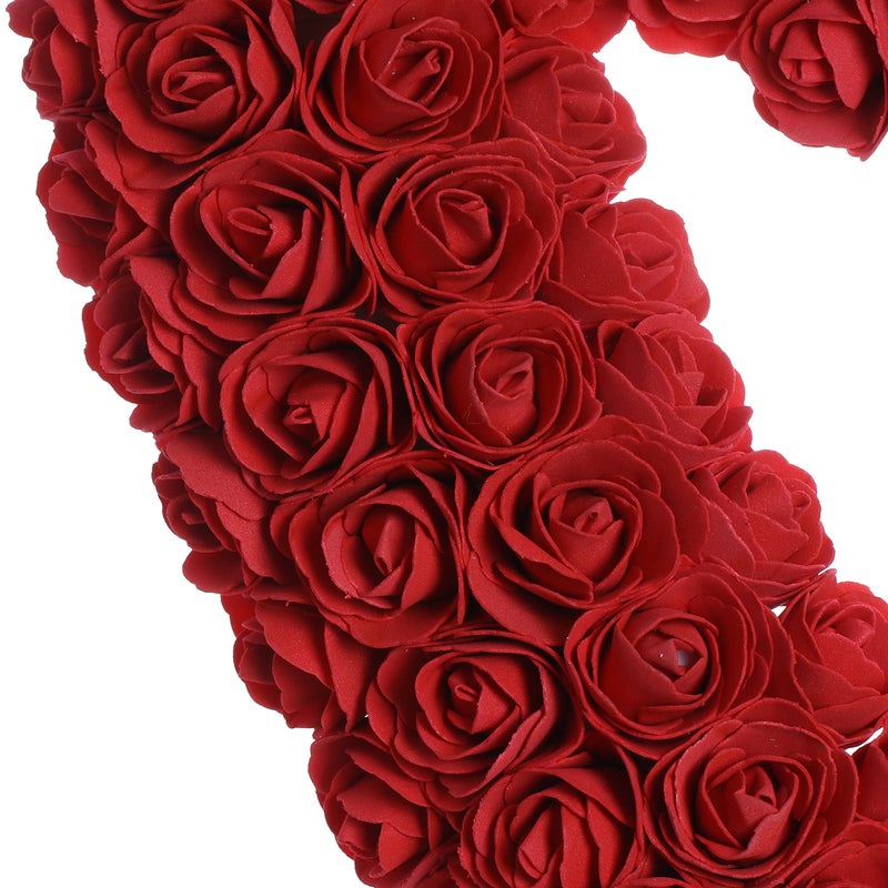 JINGHONG Valentine's Day Wreath 13 Inch Artificial Valentines Day Wreaths Romantic Heart Wreath for Valentines Gifts Anniversary Wedding Candlelight Dinner Decor(Red) - Image 3