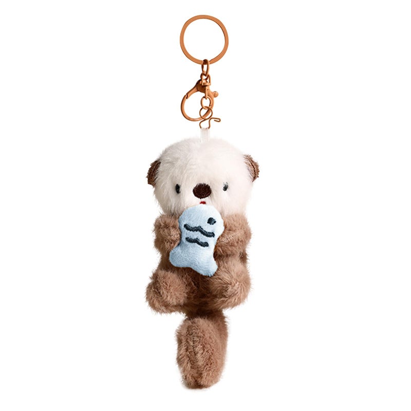 Tizee Plush Keychain Otter Charm for Women Teens & Animal Lovers | for Handbags Purses Backpacks & Car Keys | Birthday Gift (Grey) - Image 1
