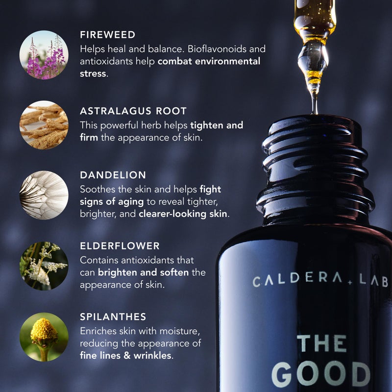 Caldera + Lab The Good | Men's Organic Moisturizing Face Serum for Dry, Sensitive, & Normal Skin - Vegan, Natural & Antioxidant Packed Skincare Facial Oil - Image 3
